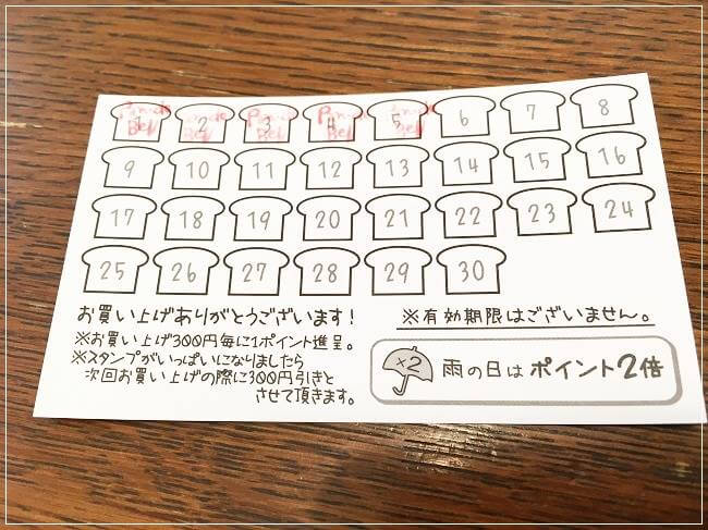 パンドベルのスタンプカード