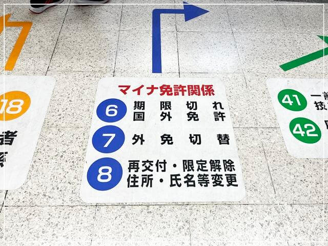 光明池運転免許試験場の国際免許証窓口の案内表示