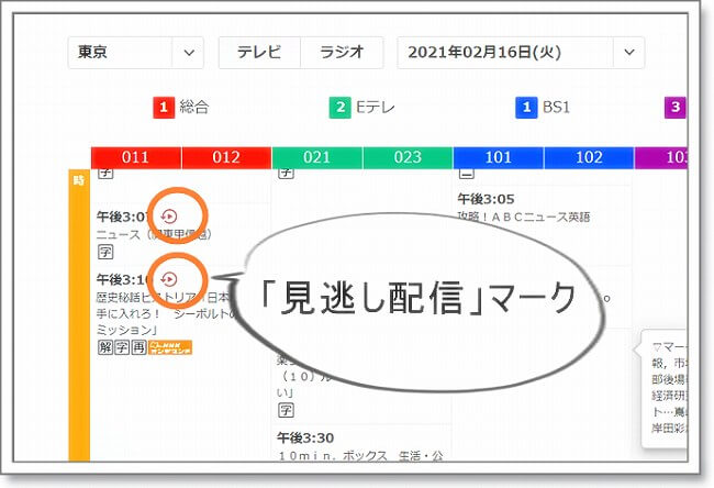 NHKの番組表