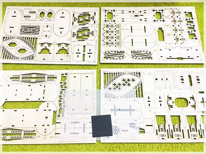 立体木製パズル「タワーブリッジ」のパーツ