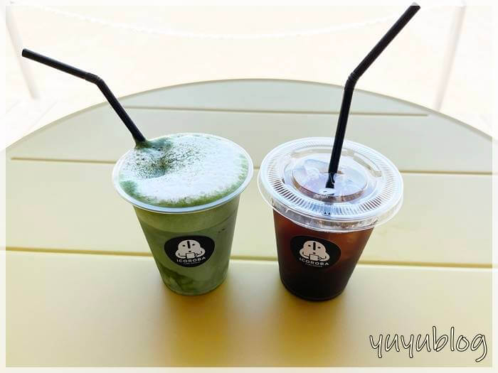 つぼ市コラボの「濃茶抹茶ラテ」とアイスコーヒー