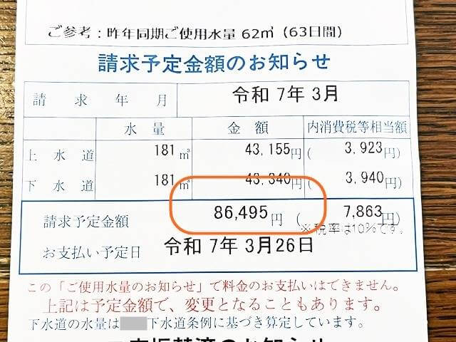 水漏れですごい金額になった水道代