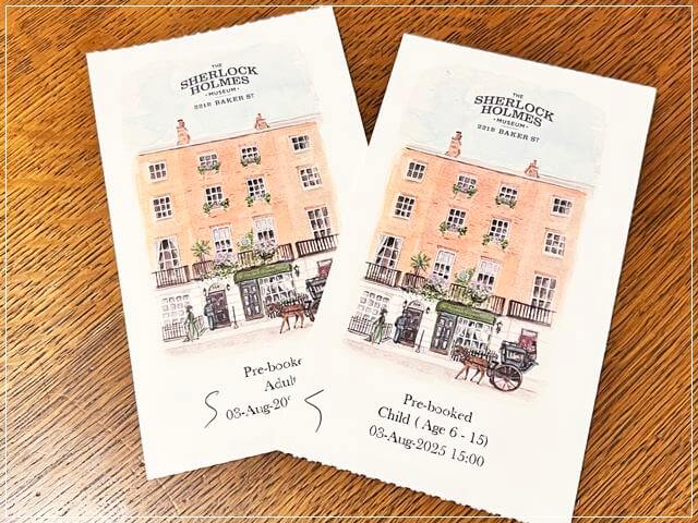 ロンドンのシャーロックホームズ博物館の入場チケット