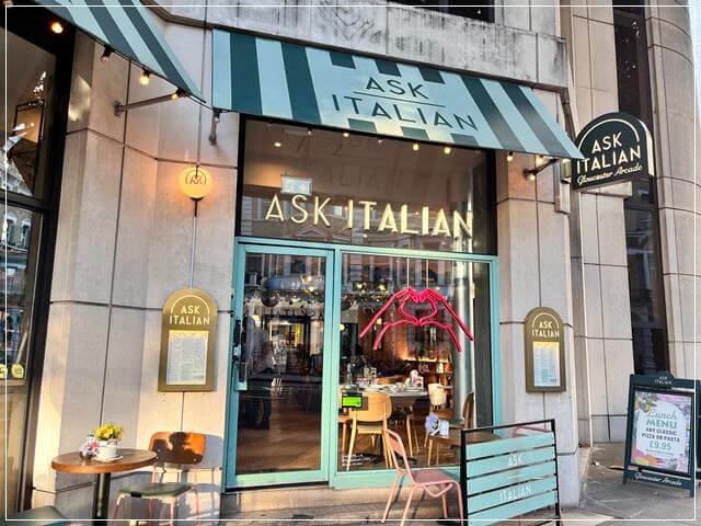 ロンドンで夕食。グラスターロード駅に隣接しているイタリアレストラン「ASK ITALIAN」