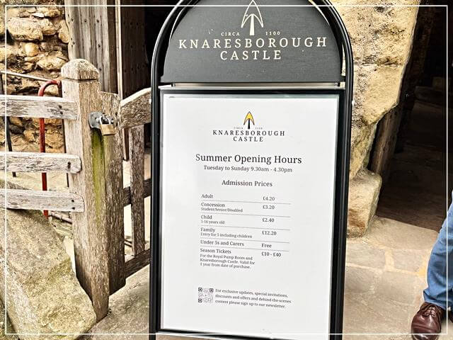 ナレスボロ城の入場料