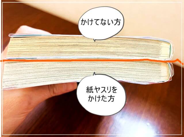 本の天に紙ヤスリをかけて中古本をキレイにした比較